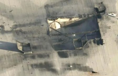 airplane crash into roof fullerton