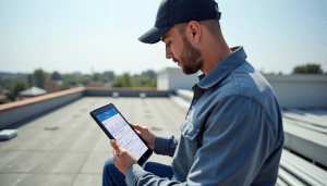 using technology on a roofing job