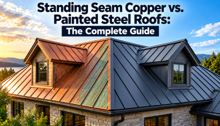 Standing Seam Copper vs. Painted Steel Roofs: The Complete Guide Standing Seam Copper vs Painted Steel Roofs